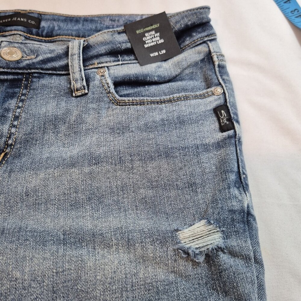 Silver Jeans Women's Jeans Size 28 L 29 Elyse Curvy Fit Mid Rise Skinny Leg  (62 - Picture 11 of 14